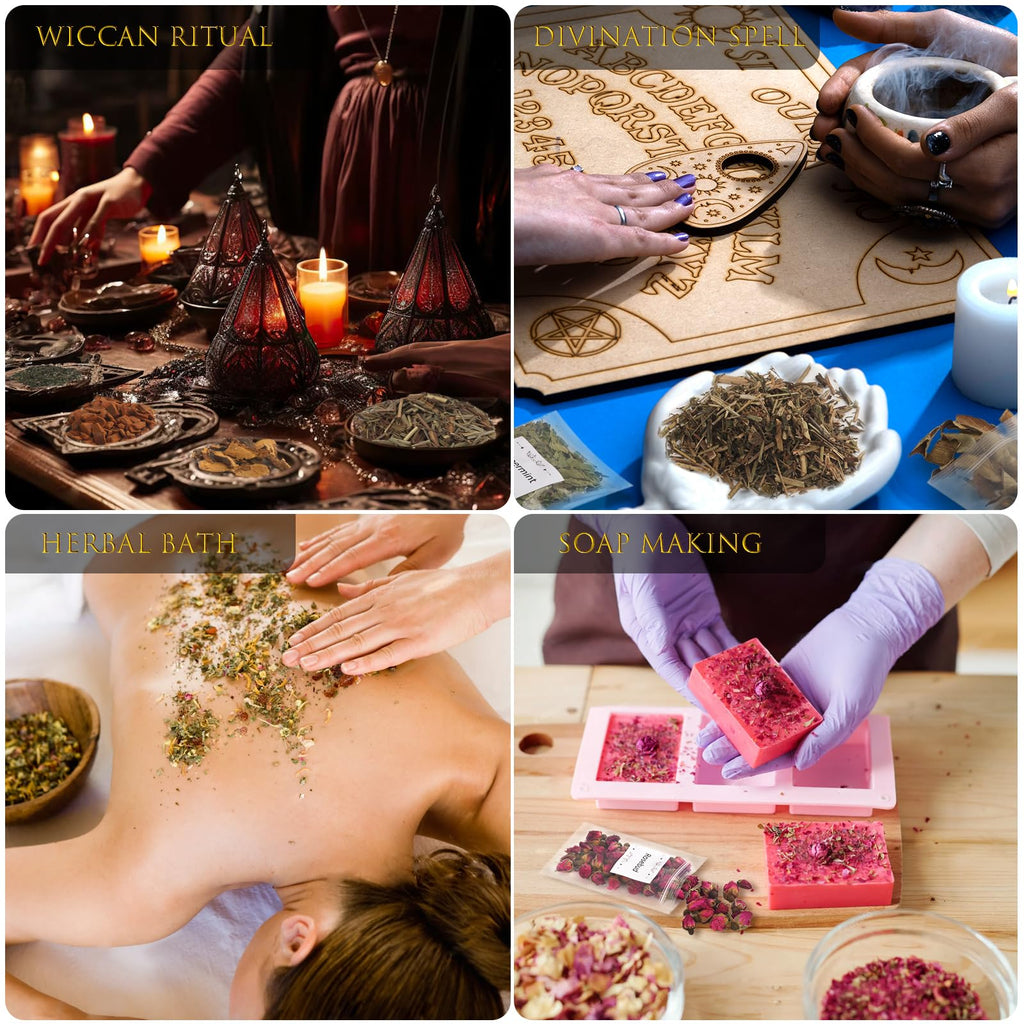 40 Pack Witchcraft Supplies Herbs Kit - Dried Herbs and Flowers for Witch Beginners - Herb Set for Wicca, Altar Supplies, Pagan and Wiccan Rituals, Magic Spell, Candle and Soap Making - Velora