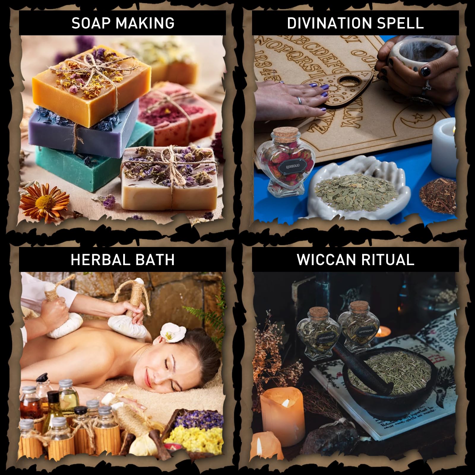 40 Pack Witchcraft Supplies Herbs Kit - Dried Herbs and Flowers for Witch Beginners - Herb Set for Wicca, Altar Supplies, Pagan and Wiccan Rituals, Magic Spell, Candle and Soap Making - Velora