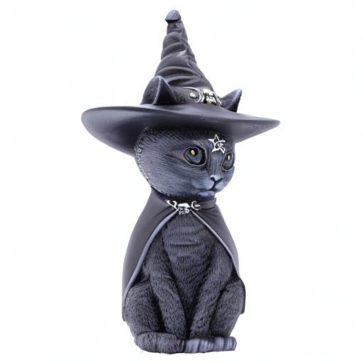 Nemesis Now Figurine Decor, Detailed Hand-Painted Polyresin, Black - Purrah Witches Hat Gothic Satanic Cat