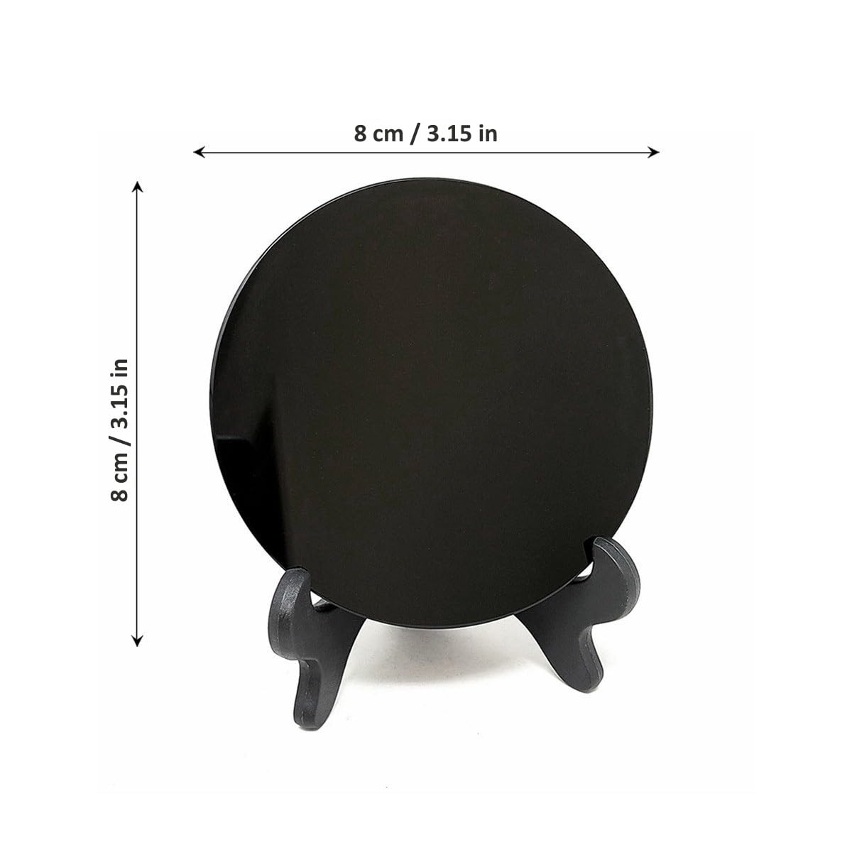 Black Obsidian Scrying Mirror 3.94 in with Wooden Stand, Premium Quality Obsidian Mirror for Meditation, Witchcraft, Divination and Spiritual Practices (100 mm)