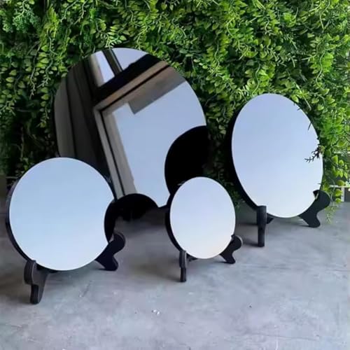 Black Obsidian Scrying Mirror 3.94 in with Wooden Stand, Premium Quality Obsidian Mirror for Meditation, Witchcraft, Divination and Spiritual Practices (100 mm)