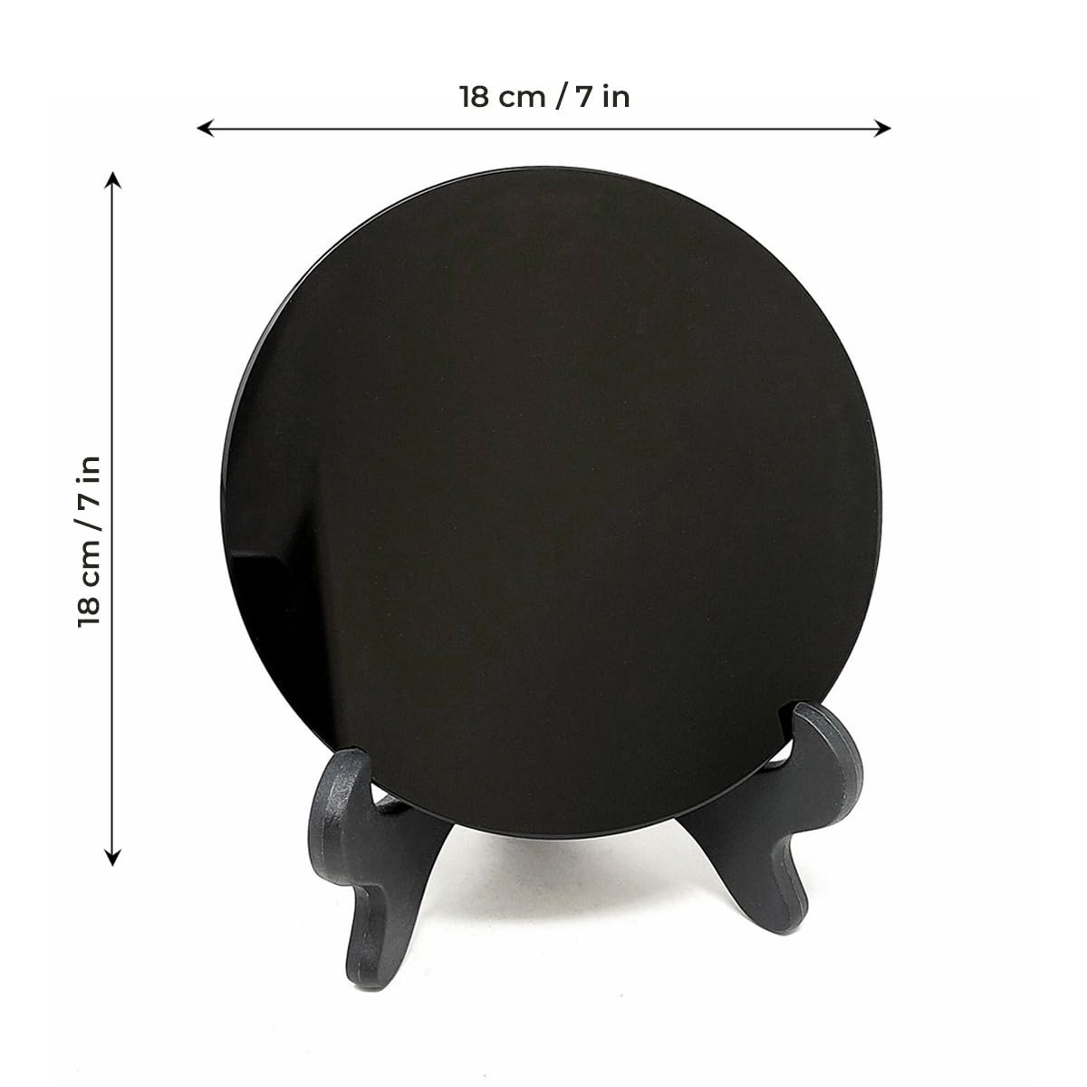 Black Obsidian Scrying Mirror 3.94 in with Wooden Stand, Premium Quality Obsidian Mirror for Meditation, Witchcraft, Divination and Spiritual Practices (100 mm)