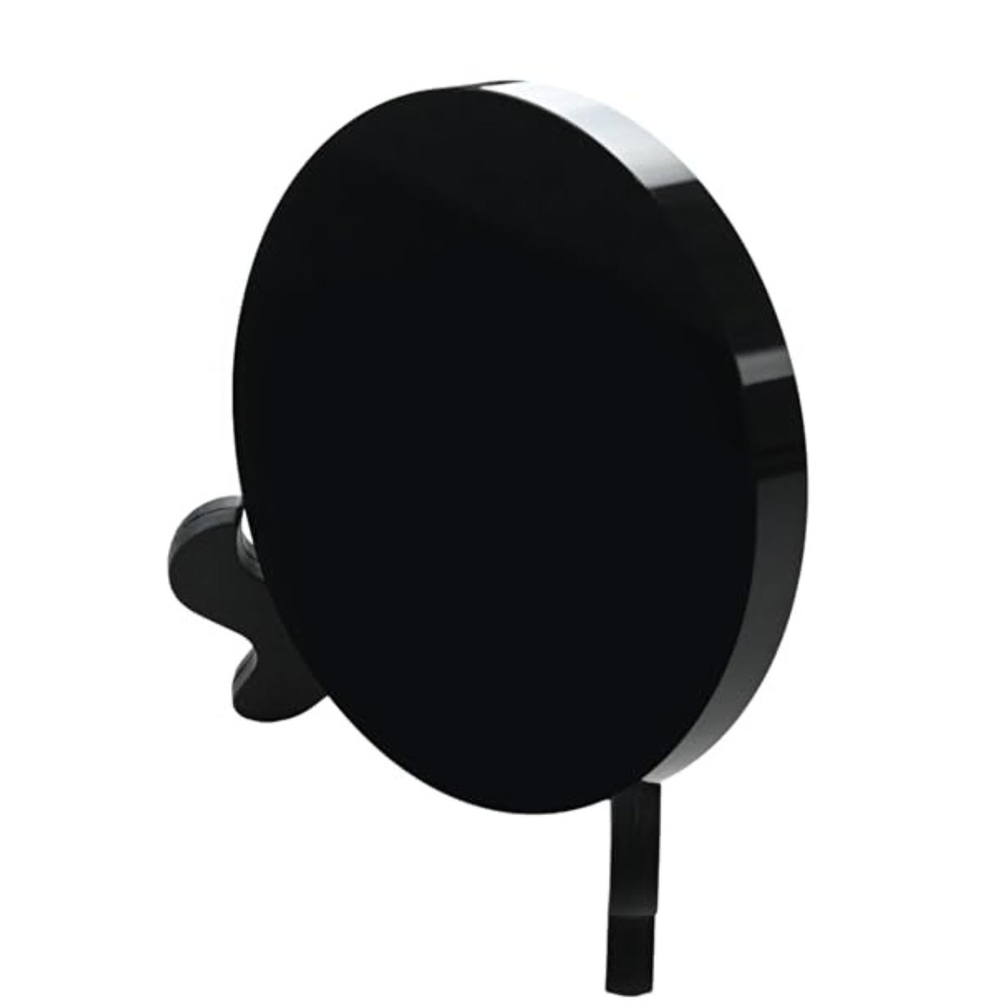 Black Obsidian Scrying Mirror 3.94 in with Wooden Stand, Premium Quality Obsidian Mirror for Meditation, Witchcraft, Divination and Spiritual Practices (100 mm)