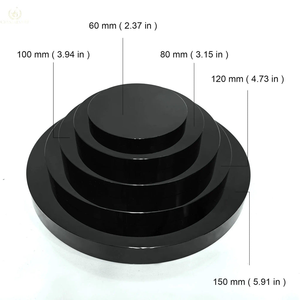 Black Obsidian Scrying Mirror 3.94 in with Wooden Stand, Premium Quality Obsidian Mirror for Meditation, Witchcraft, Divination and Spiritual Practices (100 mm)