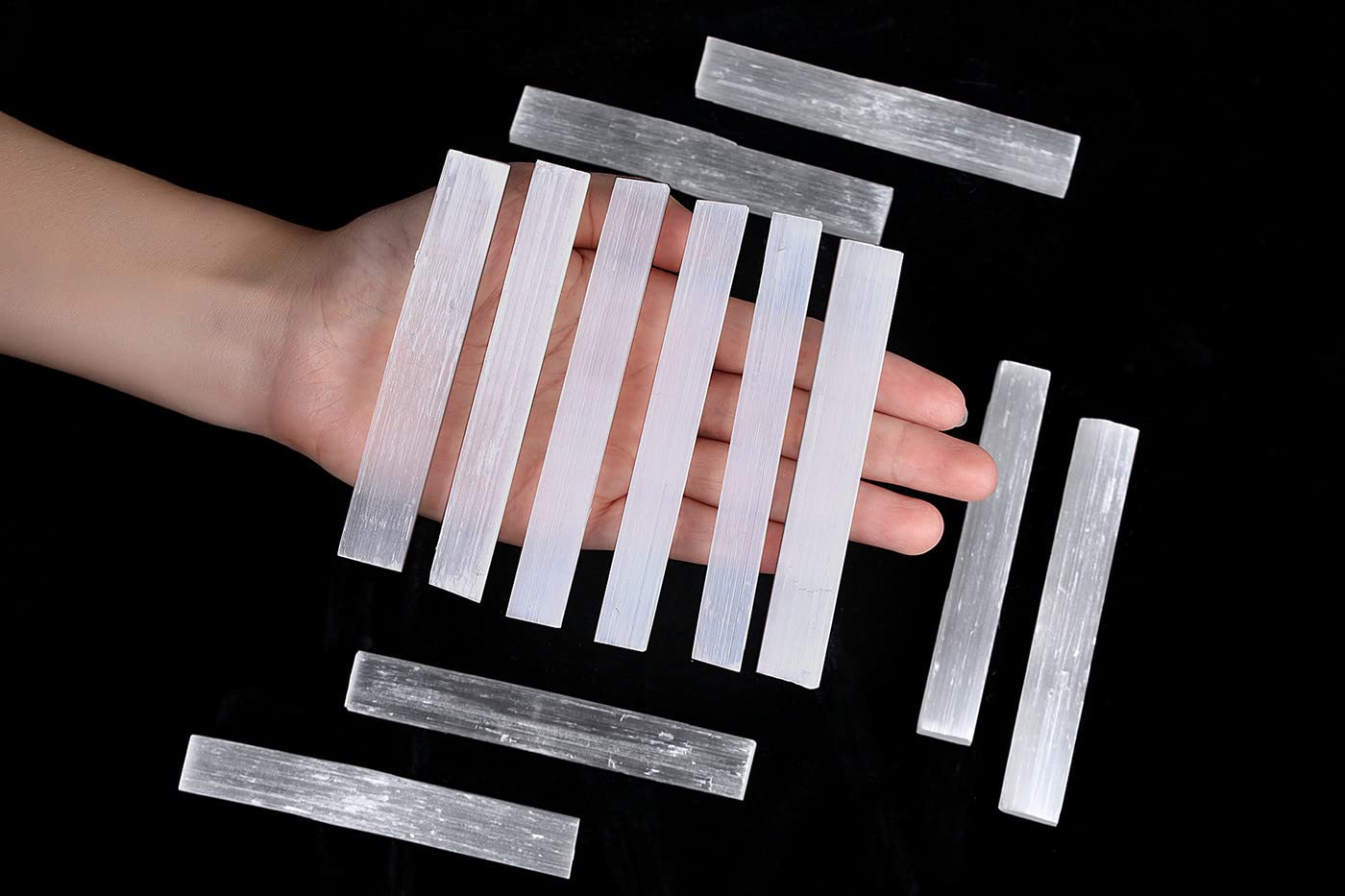 MAIBAOTA 4" Selenite Crystal Wand Selenite Sticks Crystals Bulk Selenite Charging Plate Reiki Metaphysical Supplies Wicca Altar Supplies Crystal for Witchcraft 12 Pcs