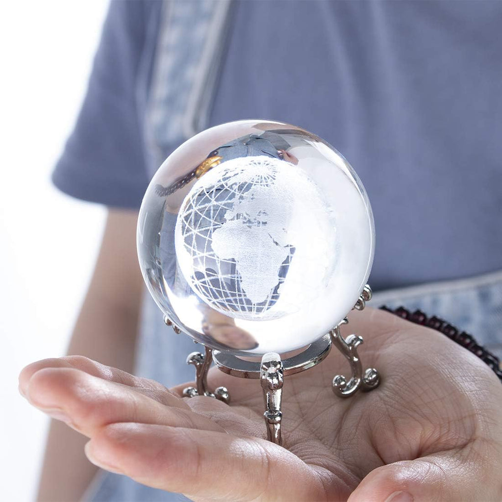 H&D HYALINE & DORA 60mm Tree of Life Crystal Ball with Stand Decorative Paperweight 3D Laser Engraved Glass Plant Life Tree Sphere Novelty Home Decor