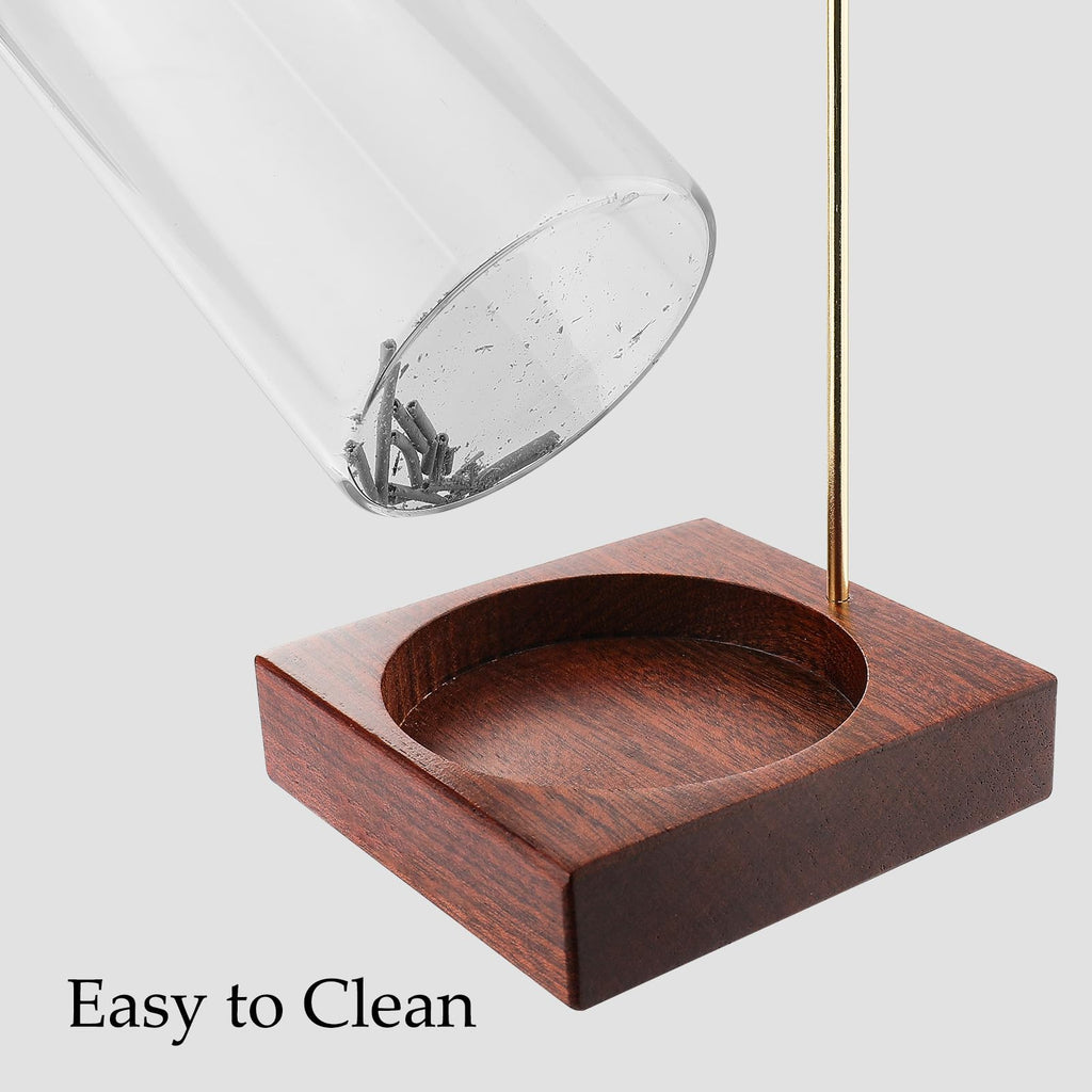 Incense Holder,Wooden Incense Holder for Sticks with 20 Incense Sticks, Anti-ash Incense Burner with Glass Ash Catcher for Meditation Yoga Spa Gift Home Decor