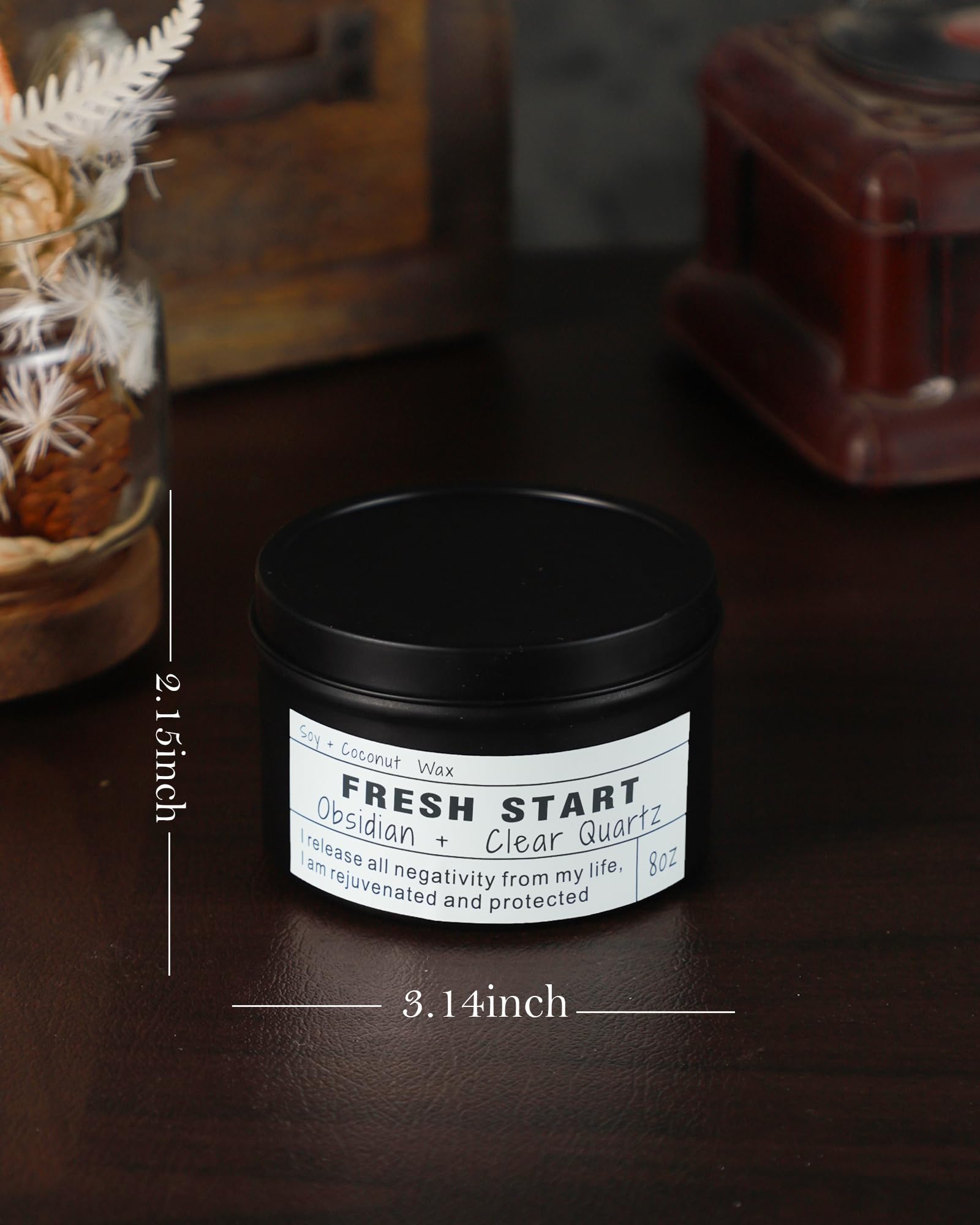 Obsidian Crystal Energy Candle, Good Aura Health Protection, Baltic Amber Chakra Magic Self-Care, Emotional Support, Encouragement and Affirmation Gift.(HEAL)