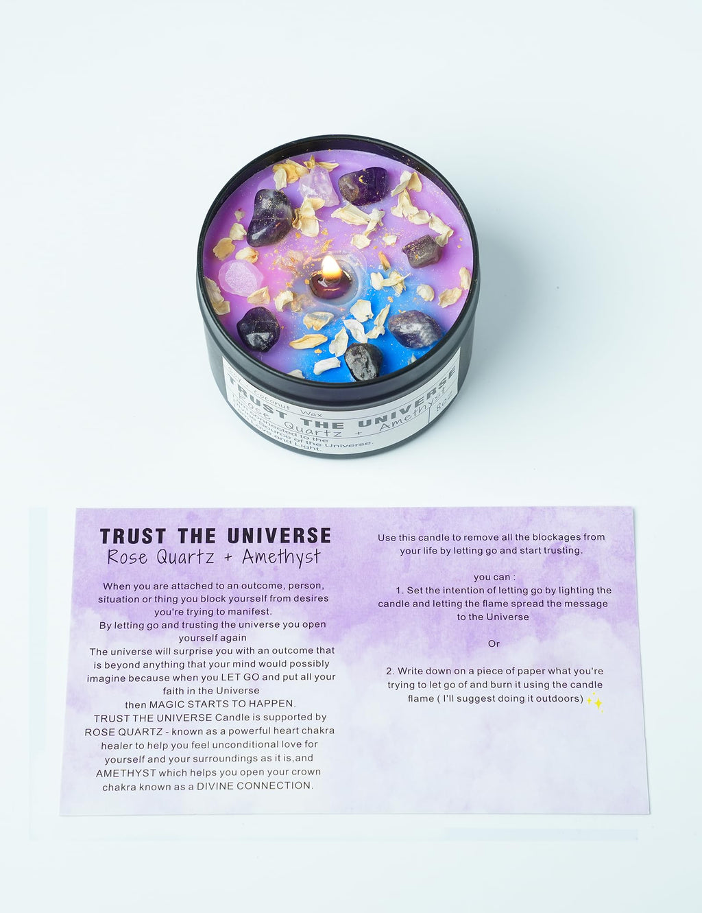 Obsidian Crystal Energy Candle, Good Aura Health Protection, Baltic Amber Chakra Magic Self-Care, Emotional Support, Encouragement and Affirmation Gift.(HEAL)