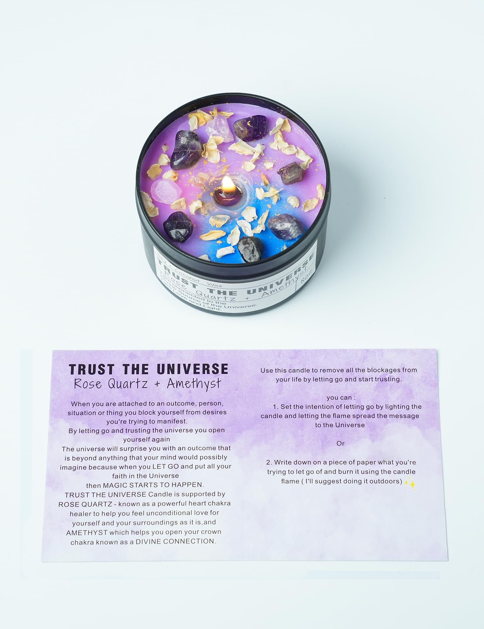 Obsidian Crystal Energy Candle, Good Aura Health Protection, Baltic Amber Chakra Magic Self-Care, Emotional Support, Encouragement and Affirmation Gift.(HEAL)