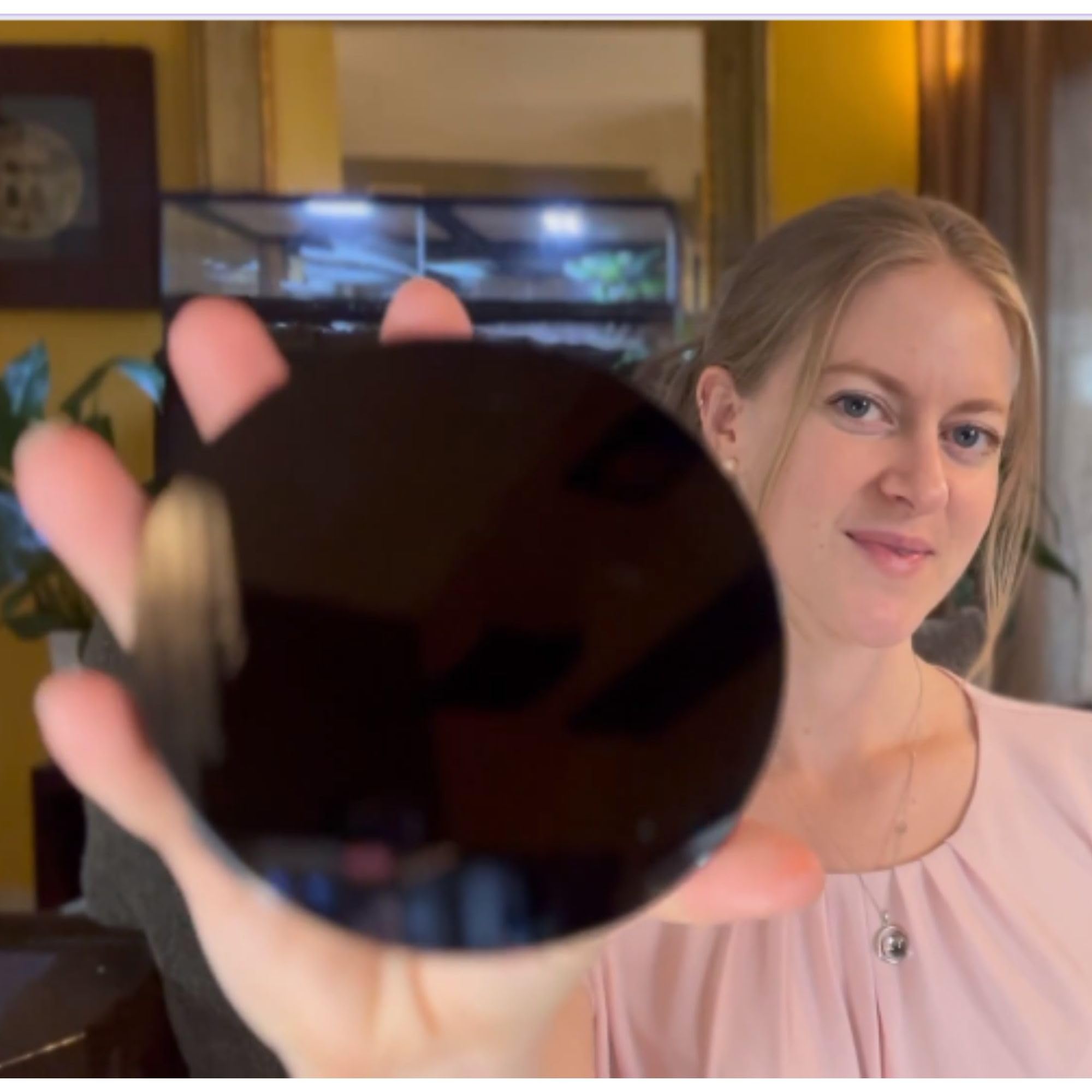 Black Obsidian Scrying Mirror 3.94 in with Wooden Stand, Premium Quality Obsidian Mirror for Meditation, Witchcraft, Divination and Spiritual Practices (100 mm)