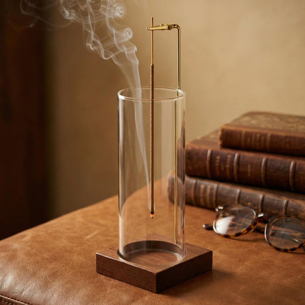 Incense Holder,Wooden Incense Holder for Sticks with 20 Incense Sticks, Anti-ash Incense Burner with Glass Ash Catcher for Meditation Yoga Spa Gift Home Decor