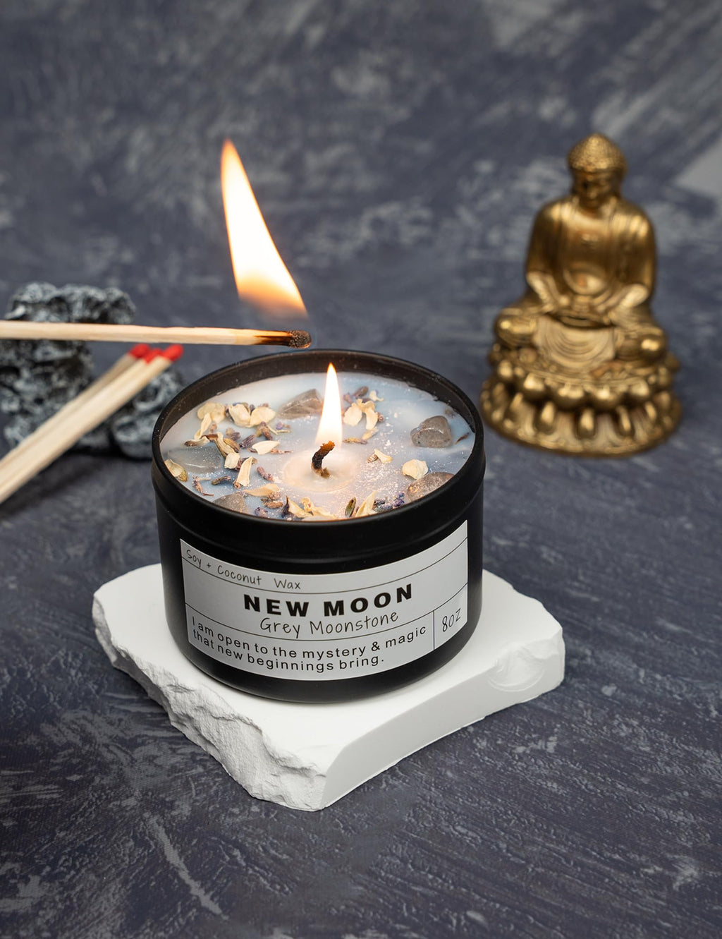 Obsidian Crystal Energy Candle, Good Aura Health Protection, Baltic Amber Chakra Magic Self-Care, Emotional Support, Encouragement and Affirmation Gift.(HEAL)