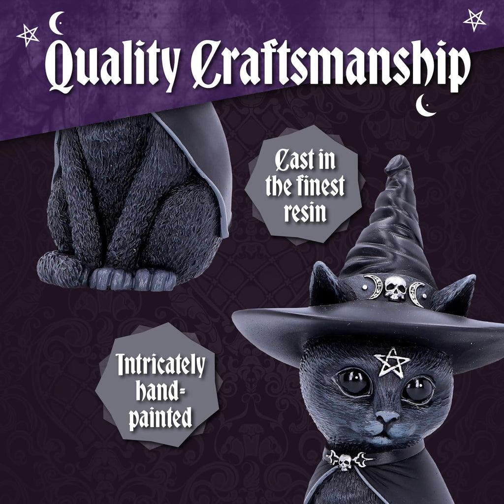 Nemesis Now Figurine Decor, Detailed Hand-Painted Polyresin, Black - Purrah Witches Hat Gothic Satanic Cat