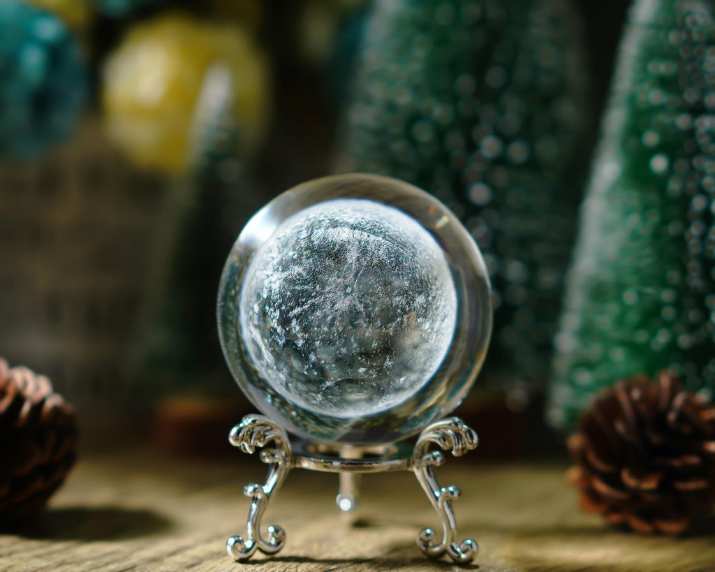 H&D HYALINE & DORA 60mm Tree of Life Crystal Ball with Stand Decorative Paperweight 3D Laser Engraved Glass Plant Life Tree Sphere Novelty Home Decor