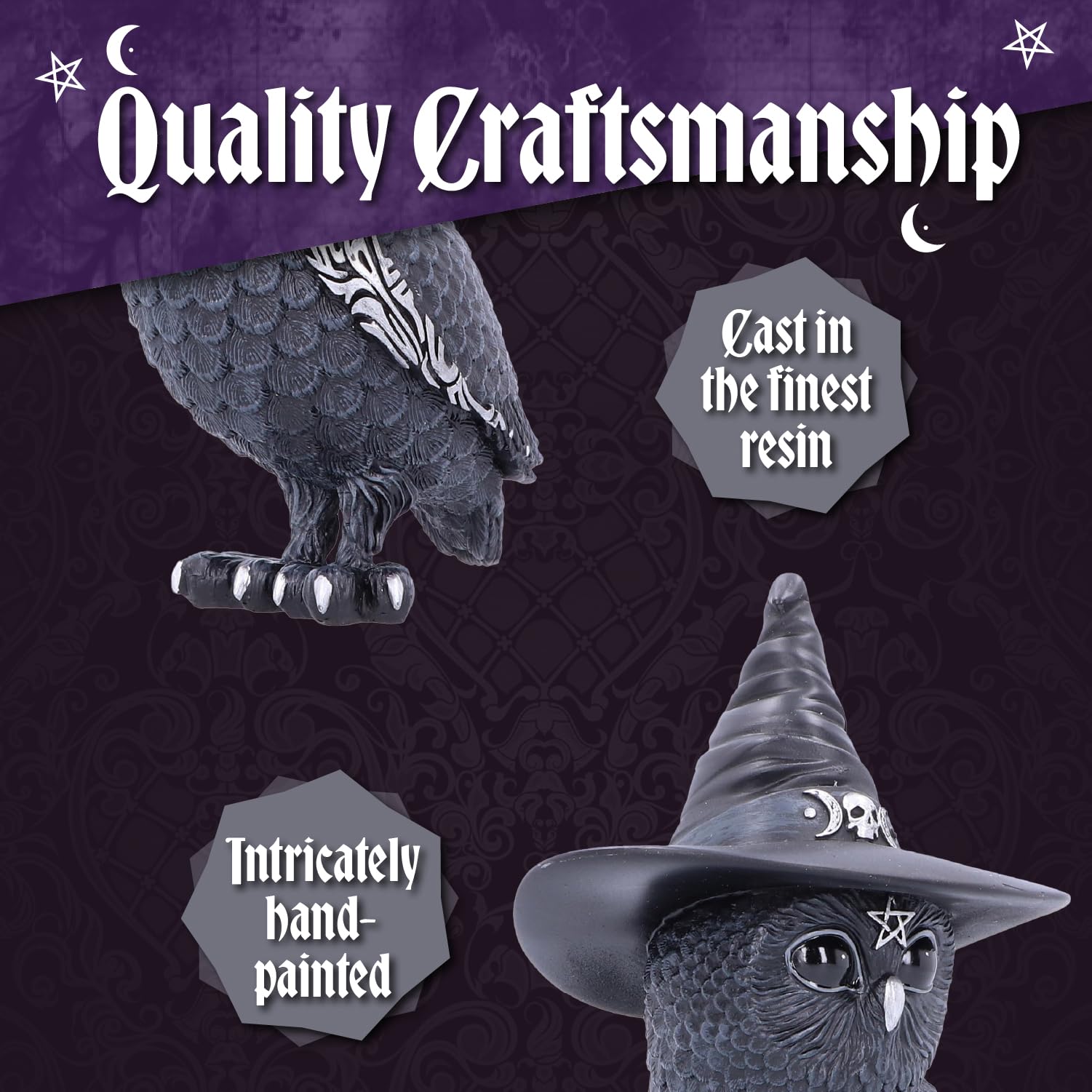 Nemesis Now Figurine Decor, Detailed Hand-Painted Polyresin, Black - Purrah Witches Hat Gothic Satanic Cat