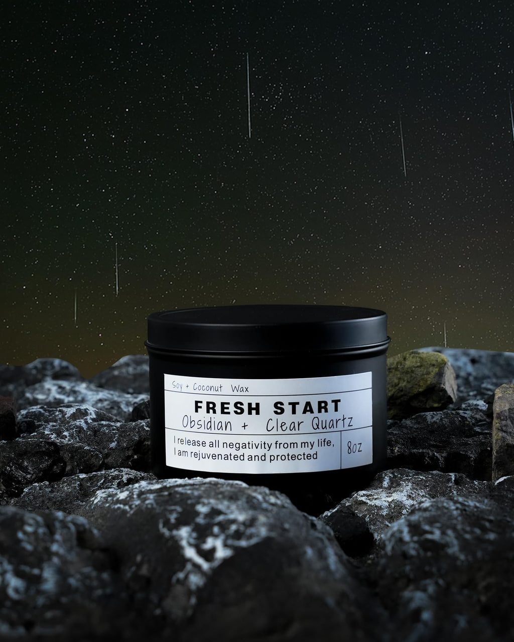 Obsidian Crystal Energy Candle, Good Aura Health Protection, Baltic Amber Chakra Magic Self-Care, Emotional Support, Encouragement and Affirmation Gift.(HEAL)