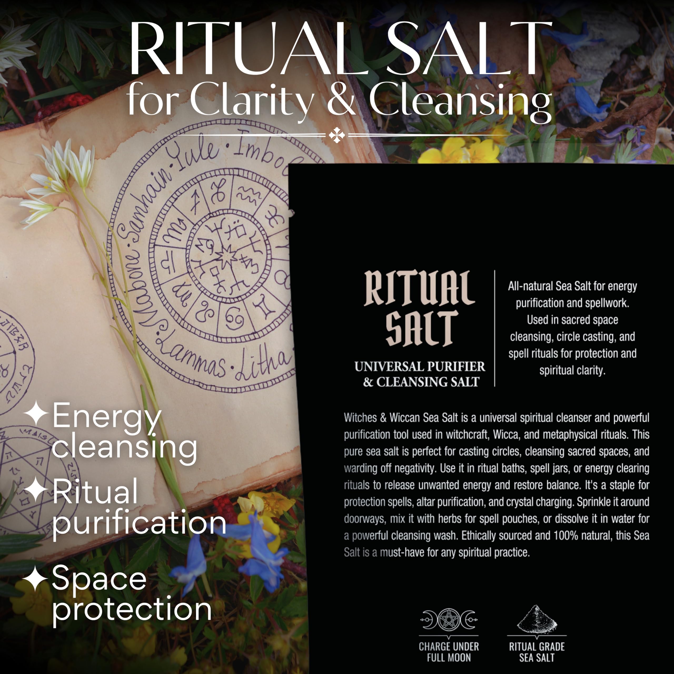 Ritual Salt Starter Collection Pack for Ceremony and Spell – Handcrafted Negative Energy Protection Crystals for Witchcraft Supplies – Witches & Wiccan