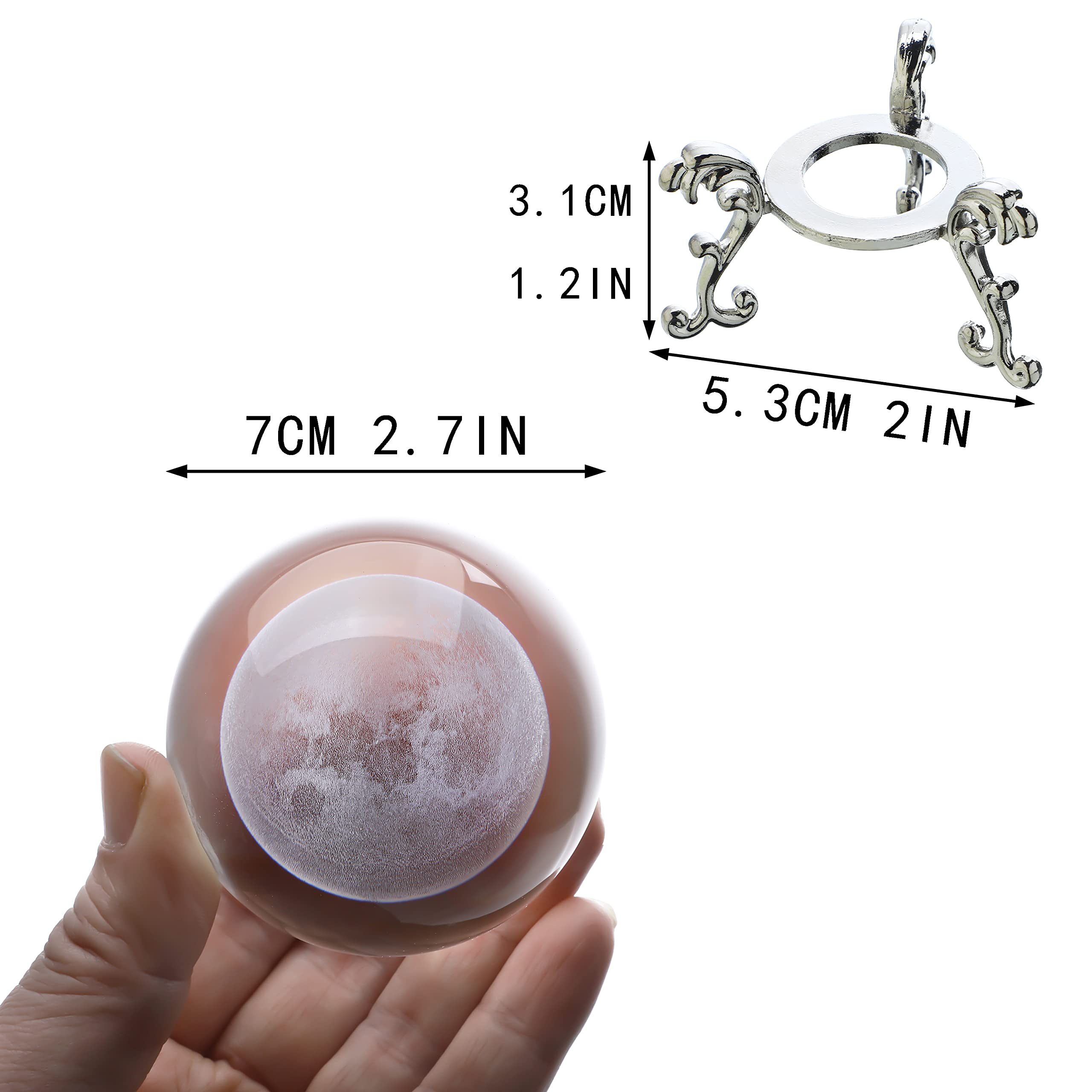 H&D HYALINE & DORA 60mm Tree of Life Crystal Ball with Stand Decorative Paperweight 3D Laser Engraved Glass Plant Life Tree Sphere Novelty Home Decor