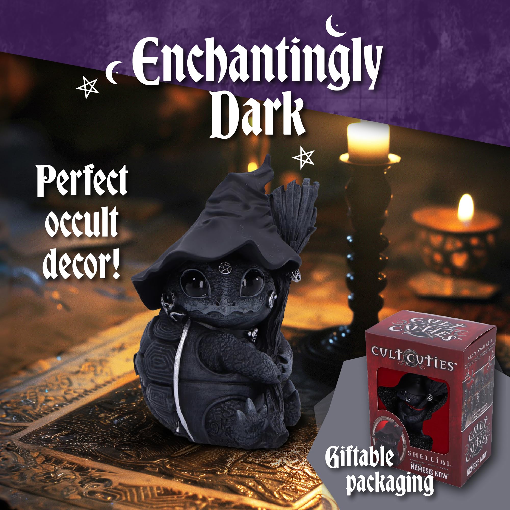 Nemesis Now Figurine Decor, Detailed Hand-Painted Polyresin, Black - Purrah Witches Hat Gothic Satanic Cat