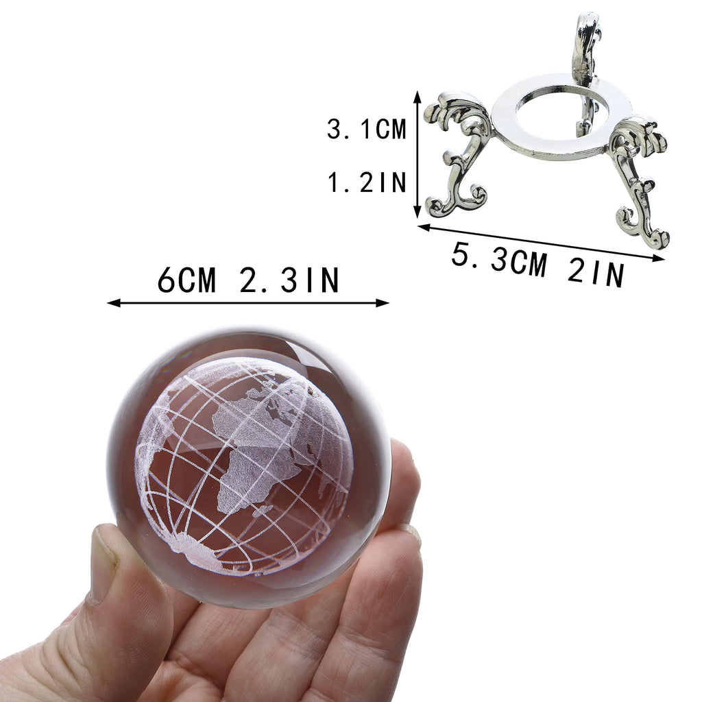 H&D HYALINE & DORA 60mm Tree of Life Crystal Ball with Stand Decorative Paperweight 3D Laser Engraved Glass Plant Life Tree Sphere Novelty Home Decor