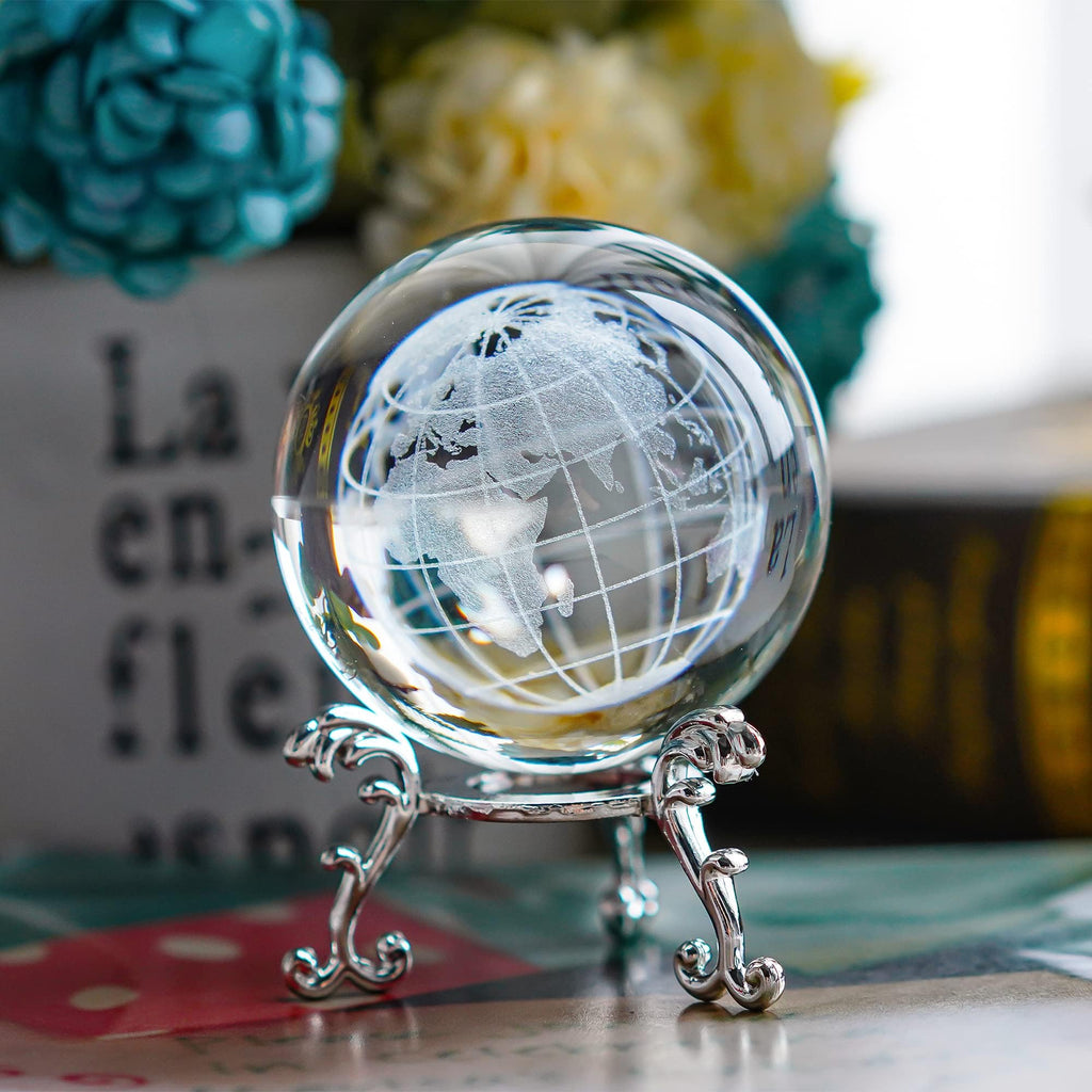H&D HYALINE & DORA 60mm Tree of Life Crystal Ball with Stand Decorative Paperweight 3D Laser Engraved Glass Plant Life Tree Sphere Novelty Home Decor