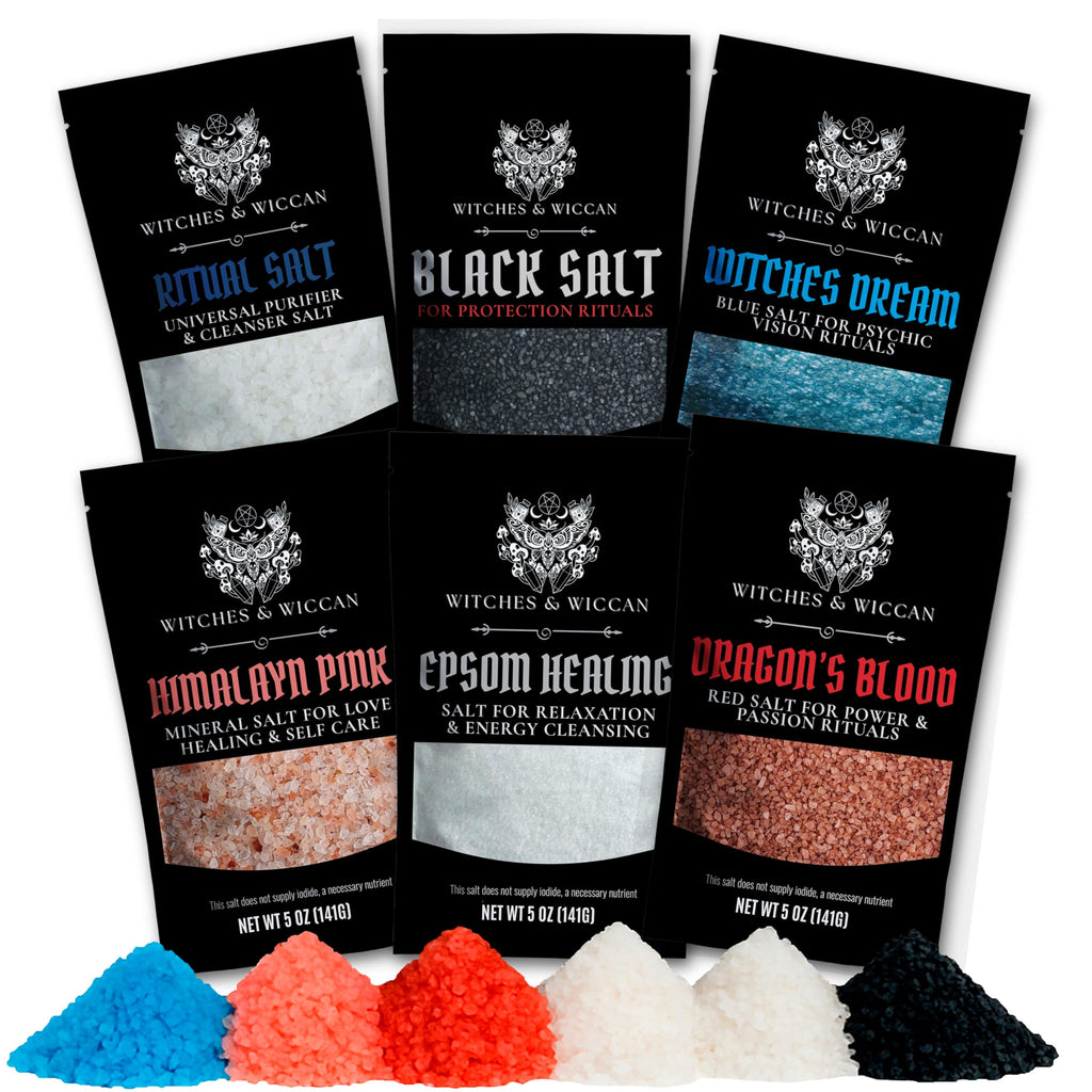 Ritual Salt Starter Collection Pack for Ceremony and Spell – Handcrafted Negative Energy Protection Crystals for Witchcraft Supplies – Witches & Wiccan