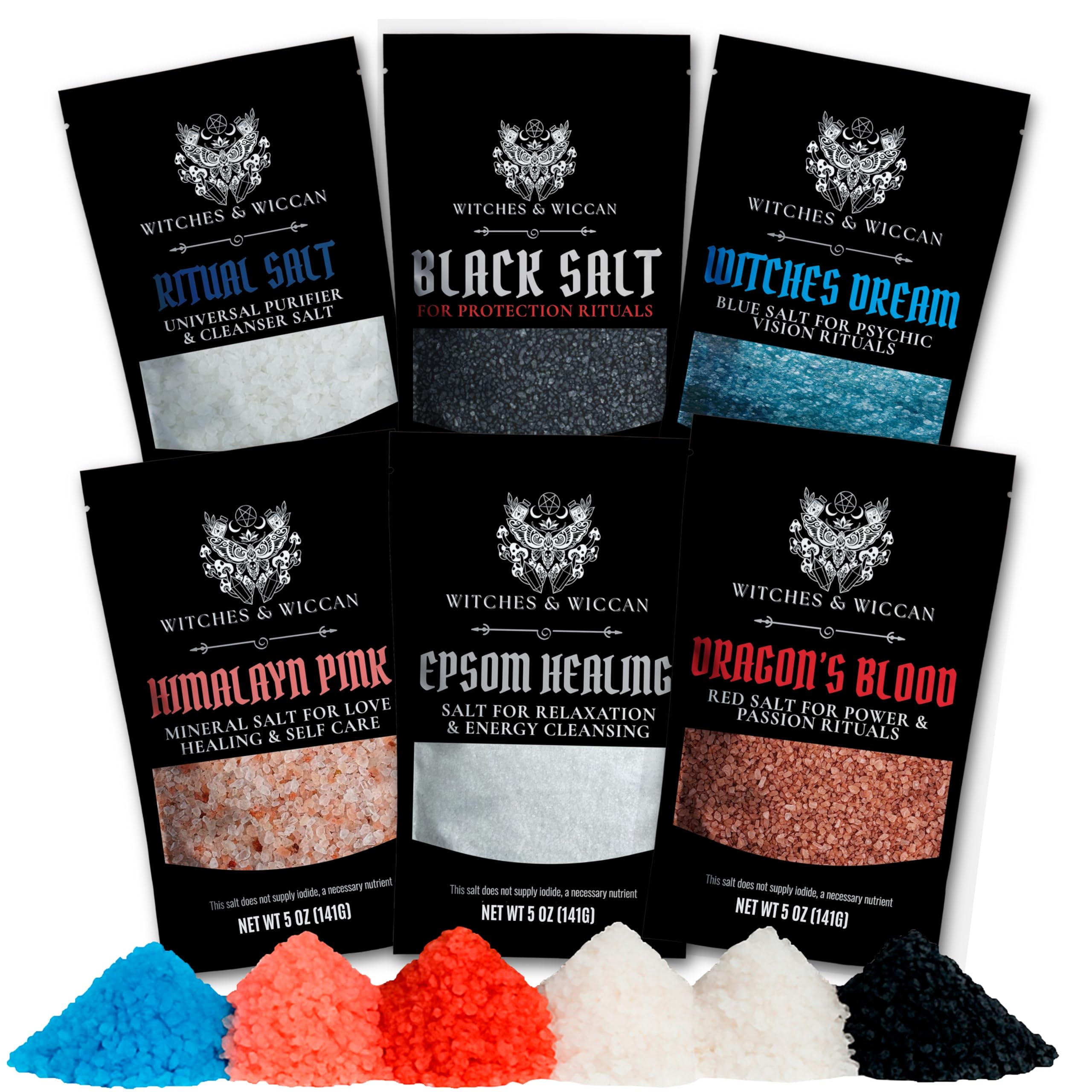 Ritual Salt Starter Collection Pack for Ceremony and Spell – Handcrafted Negative Energy Protection Crystals for Witchcraft Supplies – Witches & Wiccan