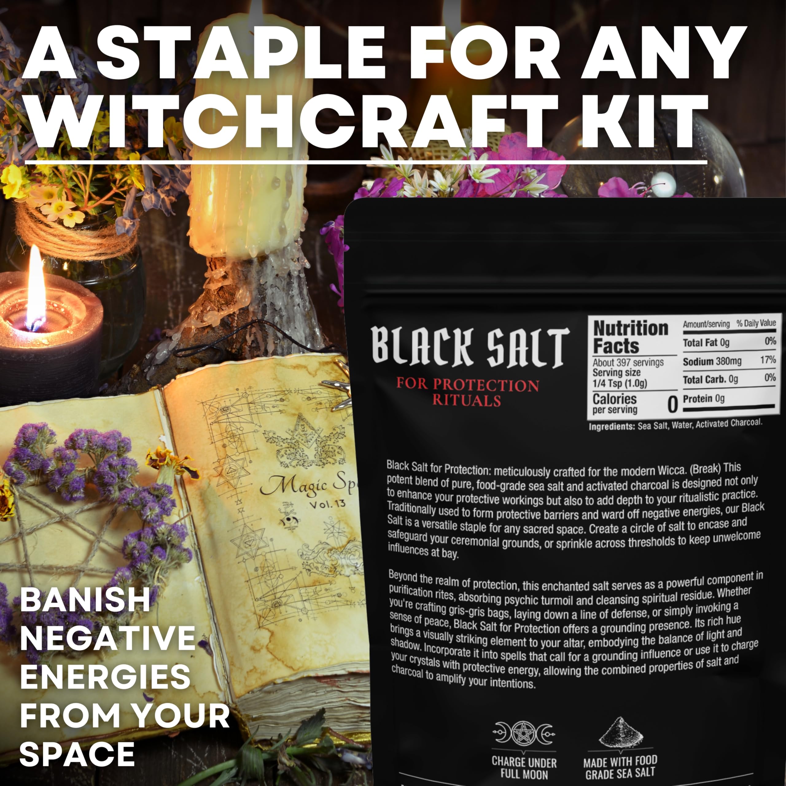 Ritual Salt Starter Collection Pack for Ceremony and Spell – Handcrafted Negative Energy Protection Crystals for Witchcraft Supplies – Witches & Wiccan