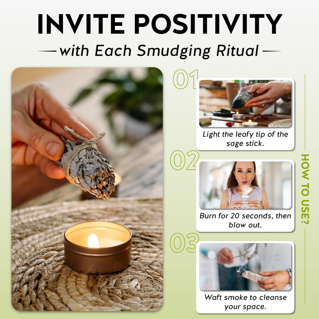 Alternative Imagination White Sage Smudge Stick Set – 3 - Pack of 4 - Inch Bundles for Home Cleansing, Meditation Rituals, Energy Clearing, Witchcraft Tools, Spiritual Gifts, Yoga, Altar, and Smudging - Velora