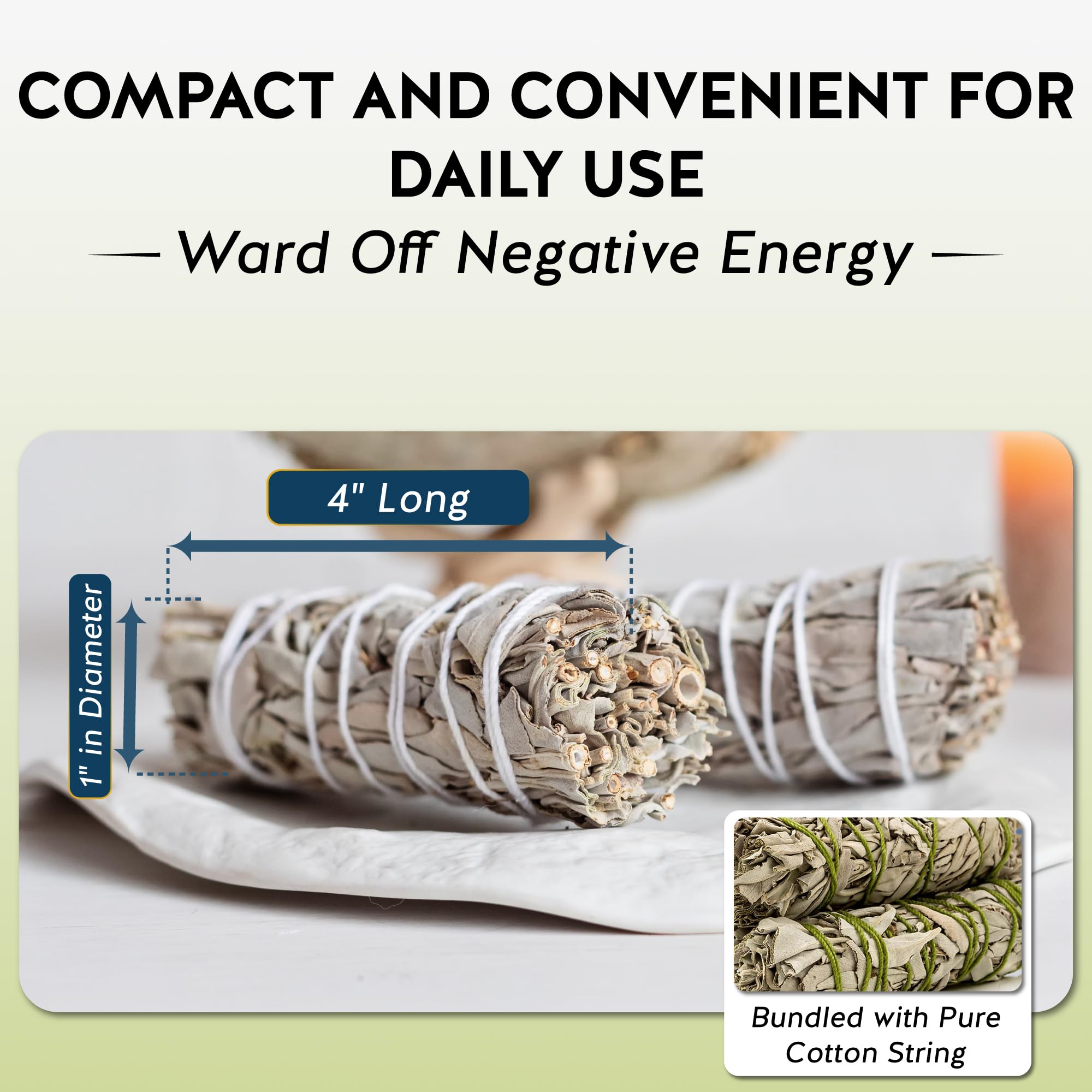 Alternative Imagination White Sage Smudge Stick Set – 3 - Pack of 4 - Inch Bundles for Home Cleansing, Meditation Rituals, Energy Clearing, Witchcraft Tools, Spiritual Gifts, Yoga, Altar, and Smudging - Velora