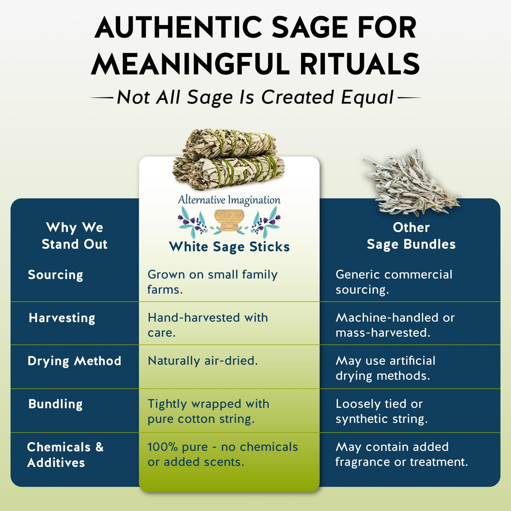 Alternative Imagination White Sage Smudge Stick Set – 3-Pack of 4-Inch Bundles for Home Cleansing, Meditation Rituals, Energy Clearing, Witchcraft Tools, Spiritual Gifts, Yoga, Altar, and Smudging - Velora