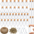 Geiserailie 50 Pieces Small Tiny Glass Spell Jars Bottle with Cork Stopper Witchy Gifts Witchcraft Supplies Wishing Bottles with Eye Screws Funnel Rope for DIY Crafts(Transparent, Style A) - Velora