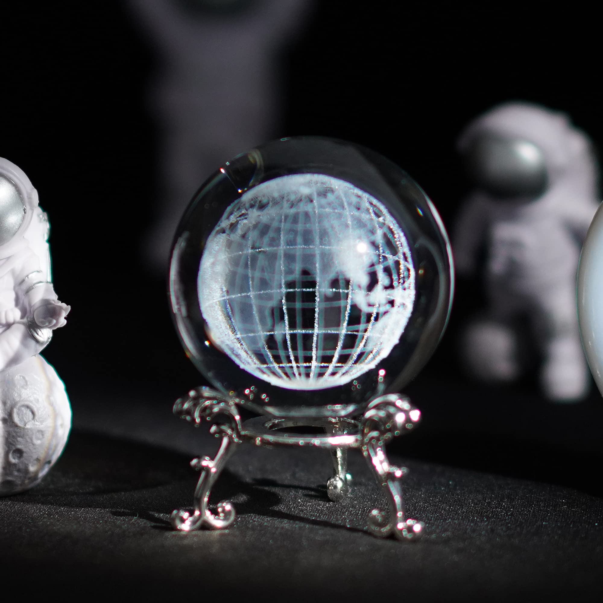 H&D HYALINE & DORA 60mm Tree of Life Crystal Ball with Stand Decorative Paperweight 3D Laser Engraved Glass Plant Life Tree Sphere Novelty Home Decor - Velora