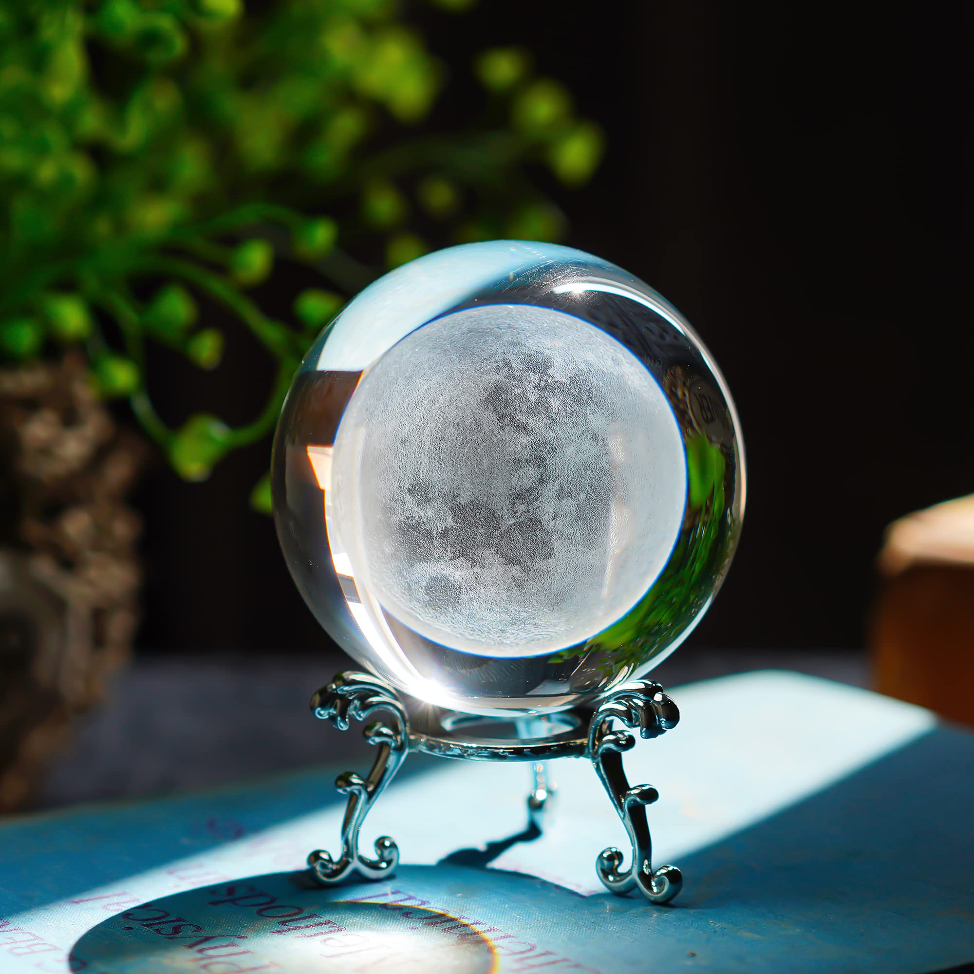 H&D HYALINE & DORA 60mm Tree of Life Crystal Ball with Stand Decorative Paperweight 3D Laser Engraved Glass Plant Life Tree Sphere Novelty Home Decor - Velora