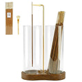 Incense Holder,Wooden Incense Holder for Sticks with 20 Incense Sticks, Anti - ash Incense Burner with Glass Ash Catcher for Meditation Yoga Spa Gift Home Decor - Velora