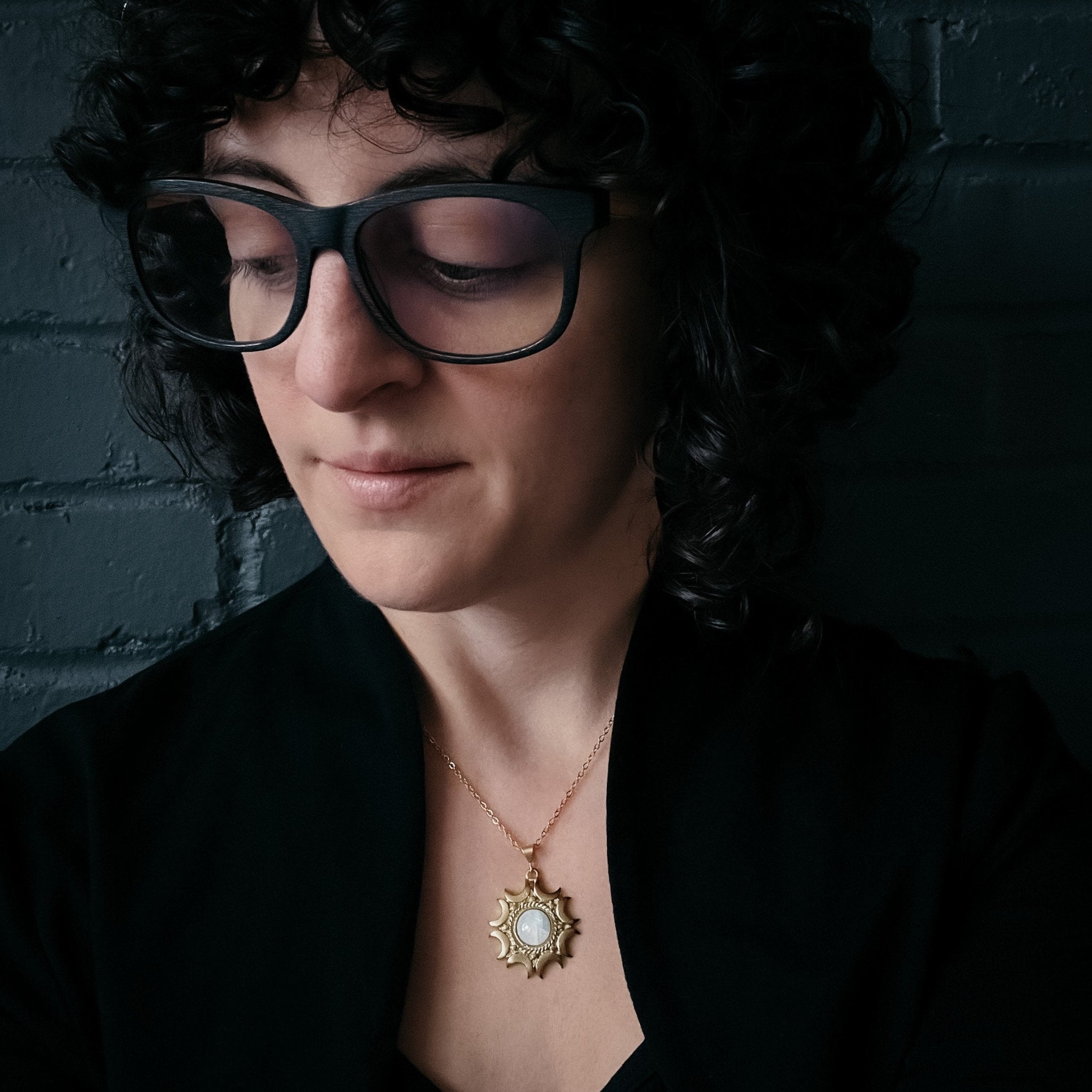 Lunar Witch Necklace - Rainbow Moonstone Pendant - Velora