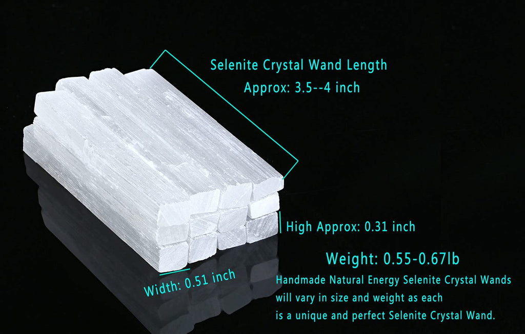 MAIBAOTA 4" Selenite Crystal Wand Selenite Sticks Crystals Bulk Selenite Charging Plate Reiki Metaphysical Supplies Wicca Altar Supplies Crystal for Witchcraft 12 Pcs - Velora