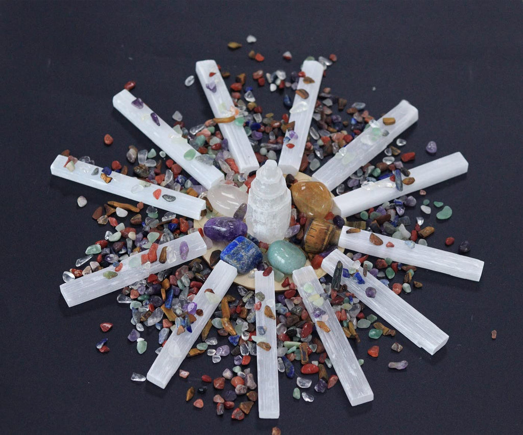 MAIBAOTA 4" Selenite Crystal Wand Selenite Sticks Crystals Bulk Selenite Charging Plate Reiki Metaphysical Supplies Wicca Altar Supplies Crystal for Witchcraft 12 Pcs - Velora