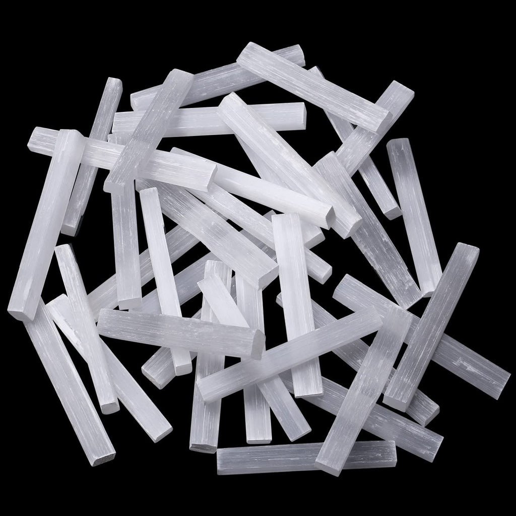 MAIBAOTA 4" Selenite Crystal Wand Selenite Sticks Crystals Bulk Selenite Charging Plate Reiki Metaphysical Supplies Wicca Altar Supplies Crystal for Witchcraft 12 Pcs - Velora