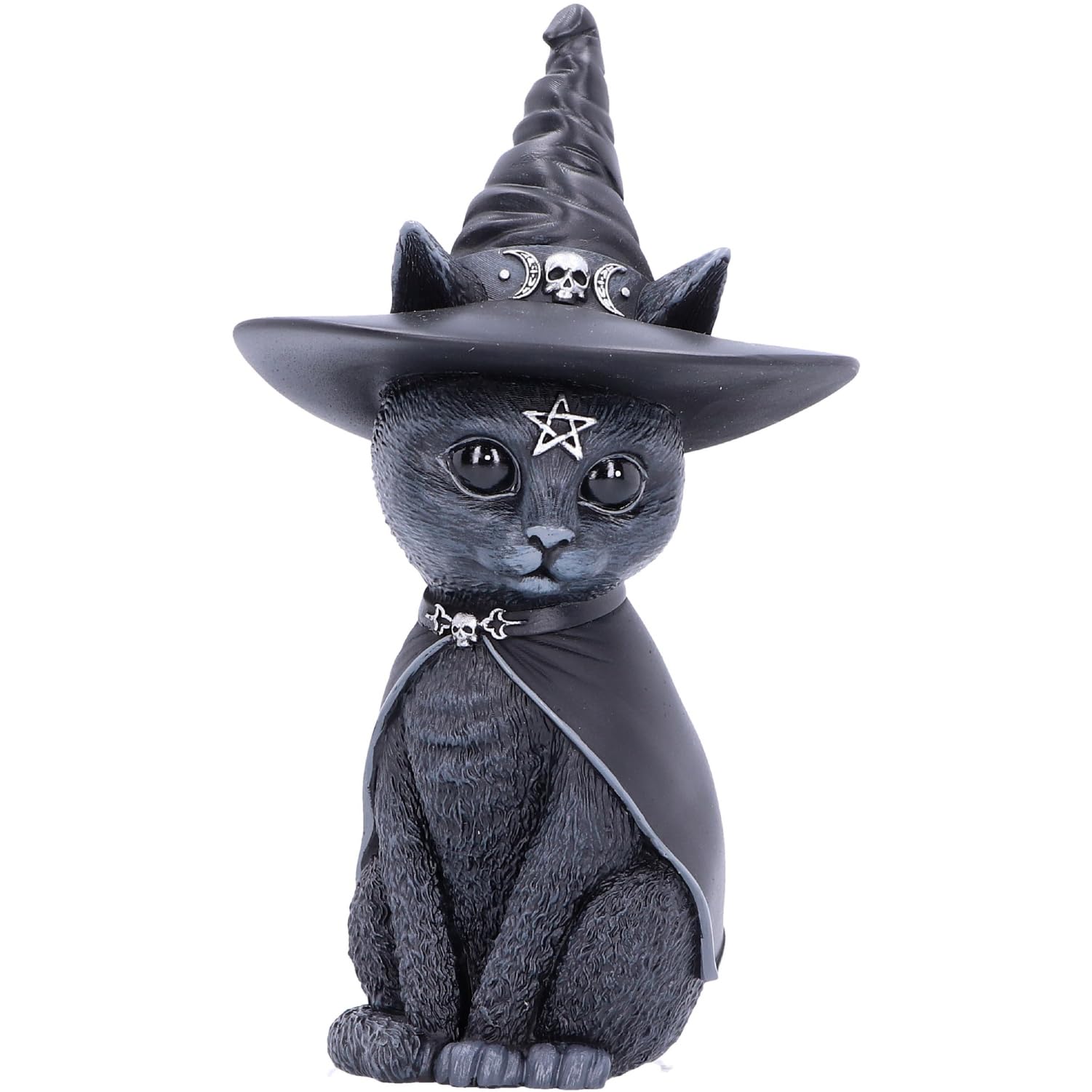 Nemesis Now Figurine Decor, Detailed Hand - Painted Polyresin, Black - Purrah Witches Hat Gothic Satanic Cat - Velora