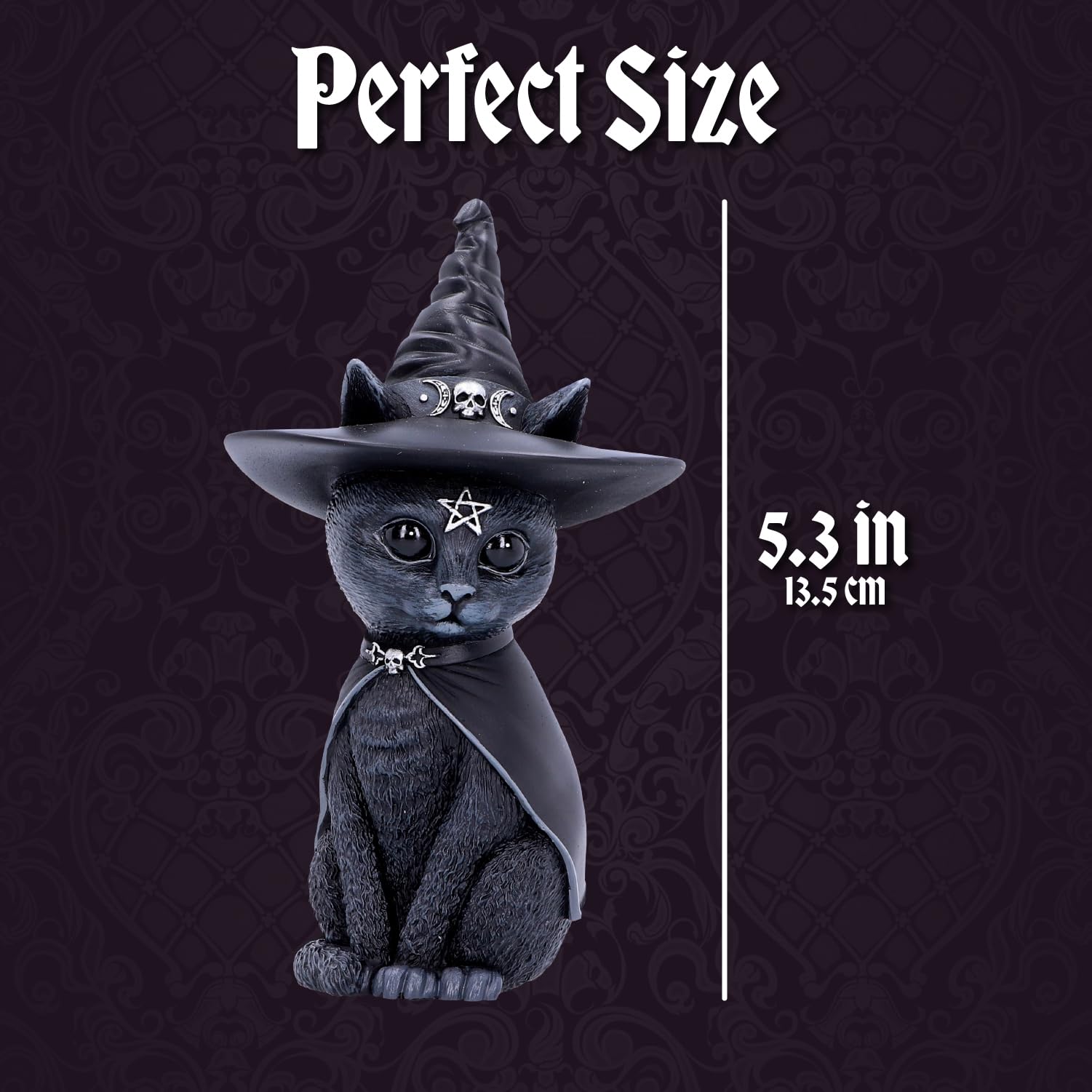 Nemesis Now Figurine Decor, Detailed Hand-Painted Polyresin, Black - Purrah Witches Hat Gothic Satanic Cat - Velora