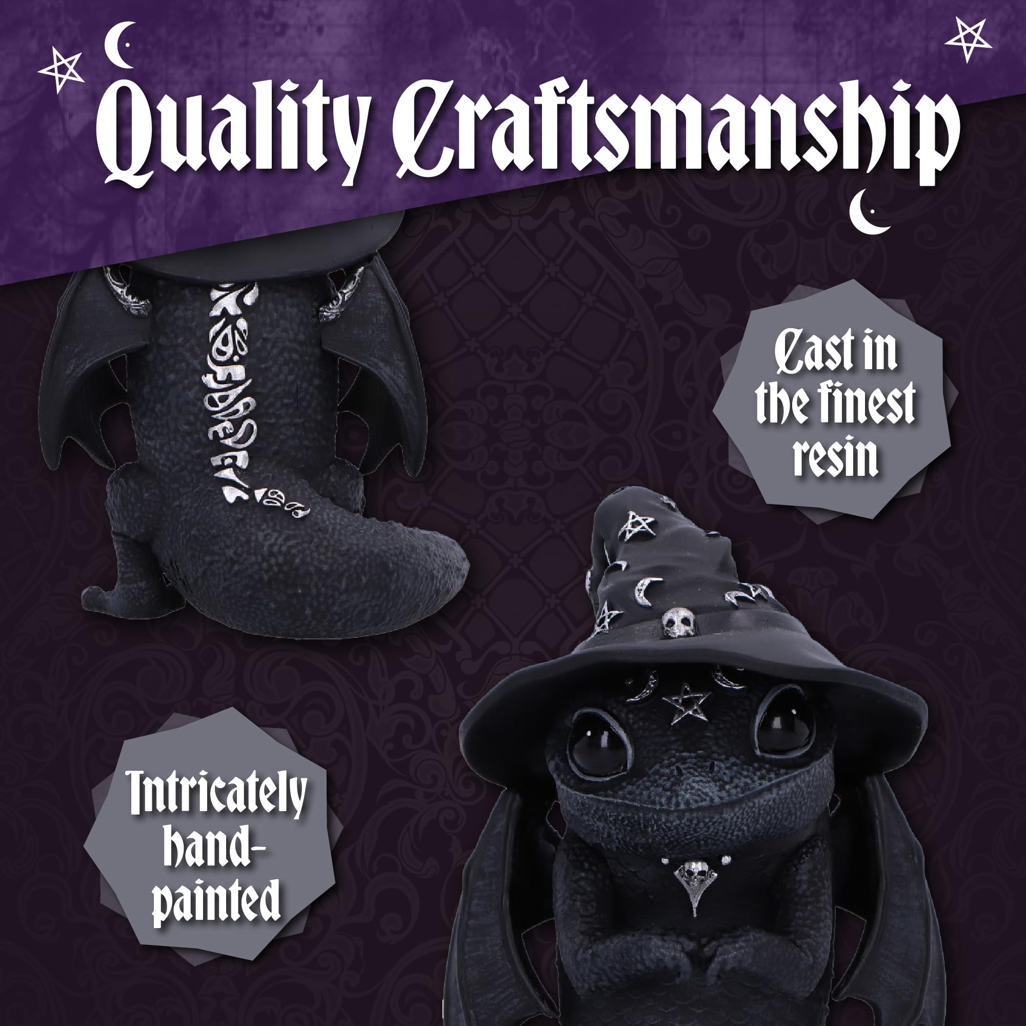 Nemesis Now Figurine Decor, Detailed Hand - Painted Polyresin, Black - Purrah Witches Hat Gothic Satanic Cat - Velora