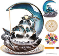 New Moon Backflow Incense Holder, Ceramic Hand - Made Incense Fountain Burner with 100 Backflow Incense Cones，Fragrance Incense Stick，Mat，Aromatherapy Home Decoration - Velora