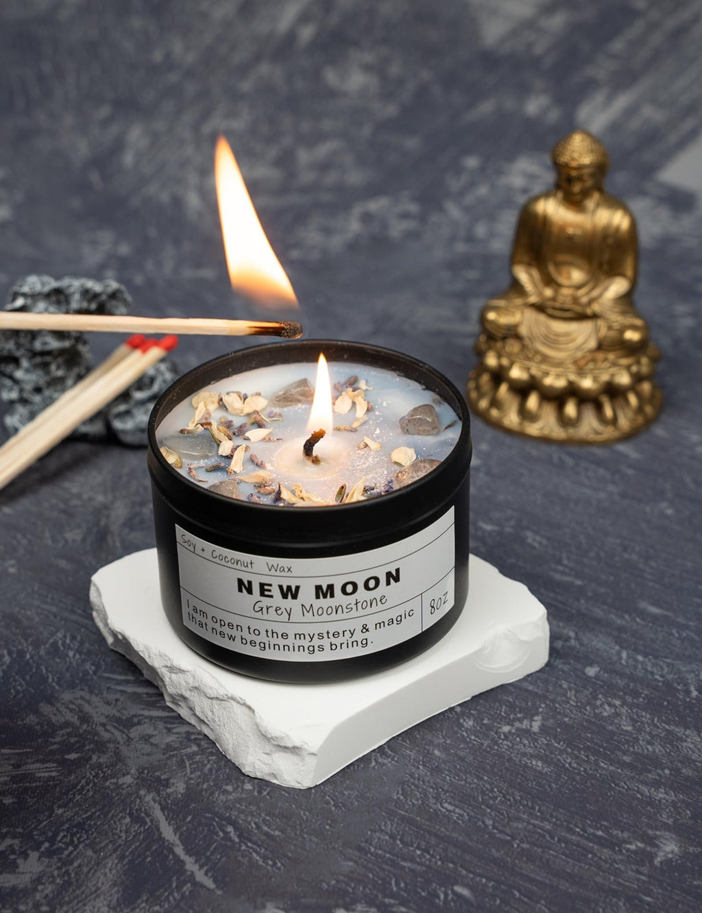 Obsidian Crystal Energy Candle, Good Aura Health Protection, Baltic Amber Chakra Magic Self-Care, Emotional Support, Encouragement and Affirmation Gift.(HEAL) - Velora