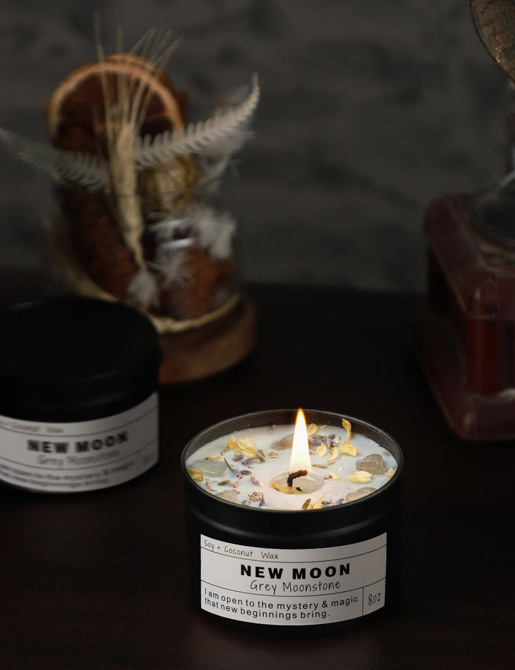 Obsidian Crystal Energy Candle, Good Aura Health Protection, Baltic Amber Chakra Magic Self-Care, Emotional Support, Encouragement and Affirmation Gift.(HEAL) - Velora