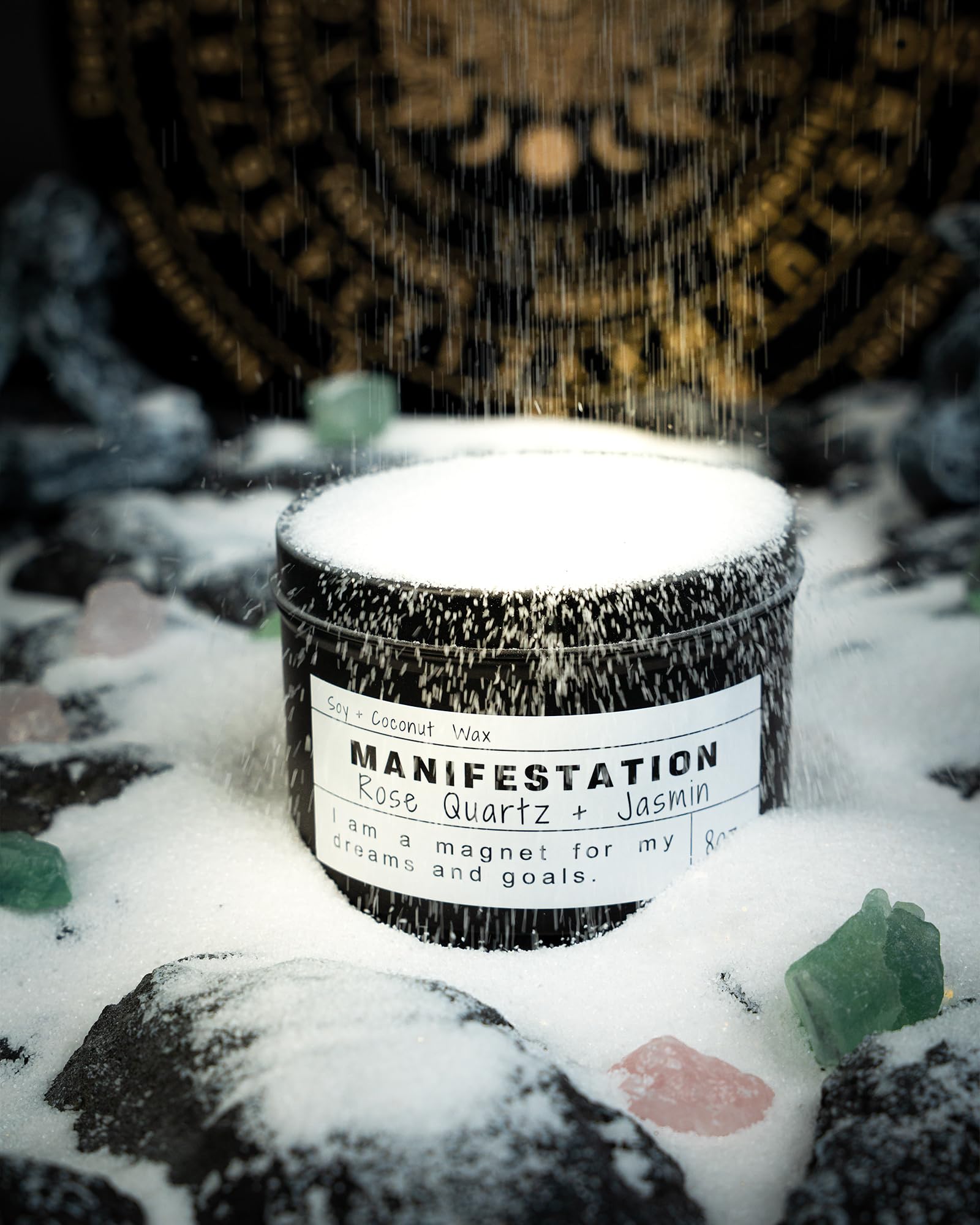 Obsidian Crystal Energy Candle, Good Aura Health Protection, Baltic Amber Chakra Magic Self-Care, Emotional Support, Encouragement and Affirmation Gift.(HEAL) - Velora