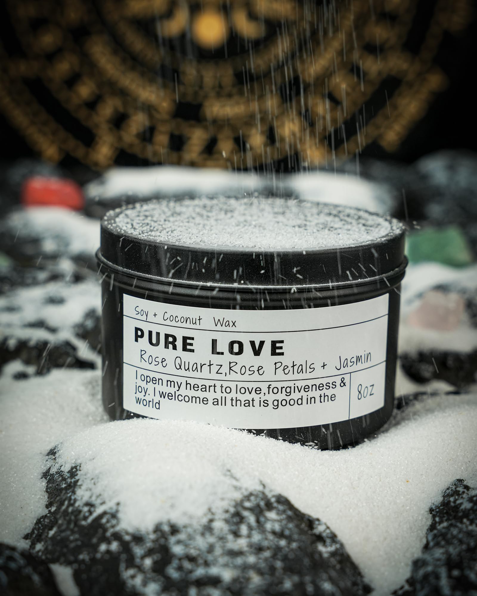 Obsidian Crystal Energy Candle, Good Aura Health Protection, Baltic Amber Chakra Magic Self-Care, Emotional Support, Encouragement and Affirmation Gift.(HEAL) - Velora