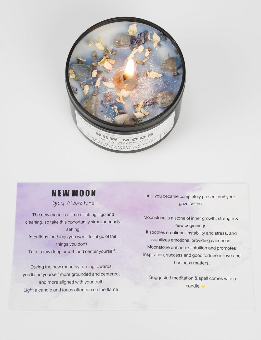 Obsidian Crystal Energy Candle, Good Aura Health Protection, Baltic Amber Chakra Magic Self-Care, Emotional Support, Encouragement and Affirmation Gift.(HEAL) - Velora