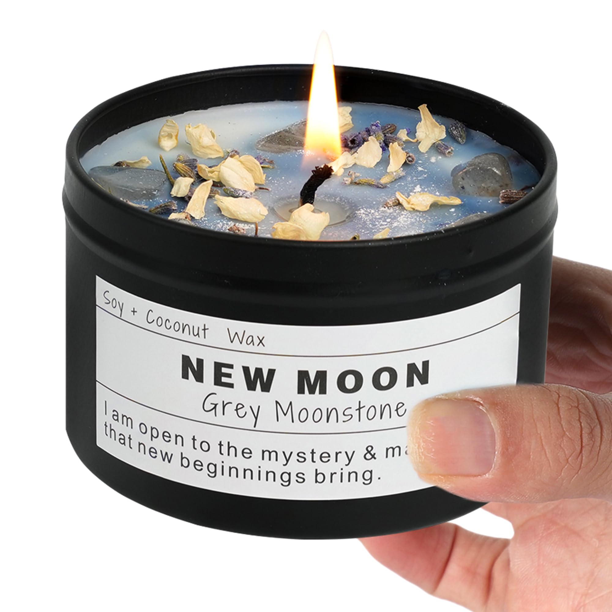 Obsidian Crystal Energy Candle, Good Aura Health Protection, Baltic Amber Chakra Magic Self - Care, Emotional Support, Encouragement and Affirmation Gift.(HEAL) - Velora